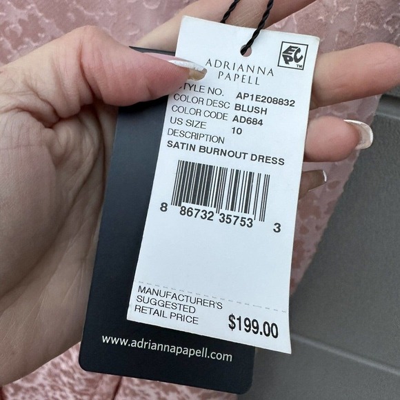 Adrianna Papell Women's blush pink Satin Burnout flutter sleeves midi Dress 10 - Picture 13 of 16